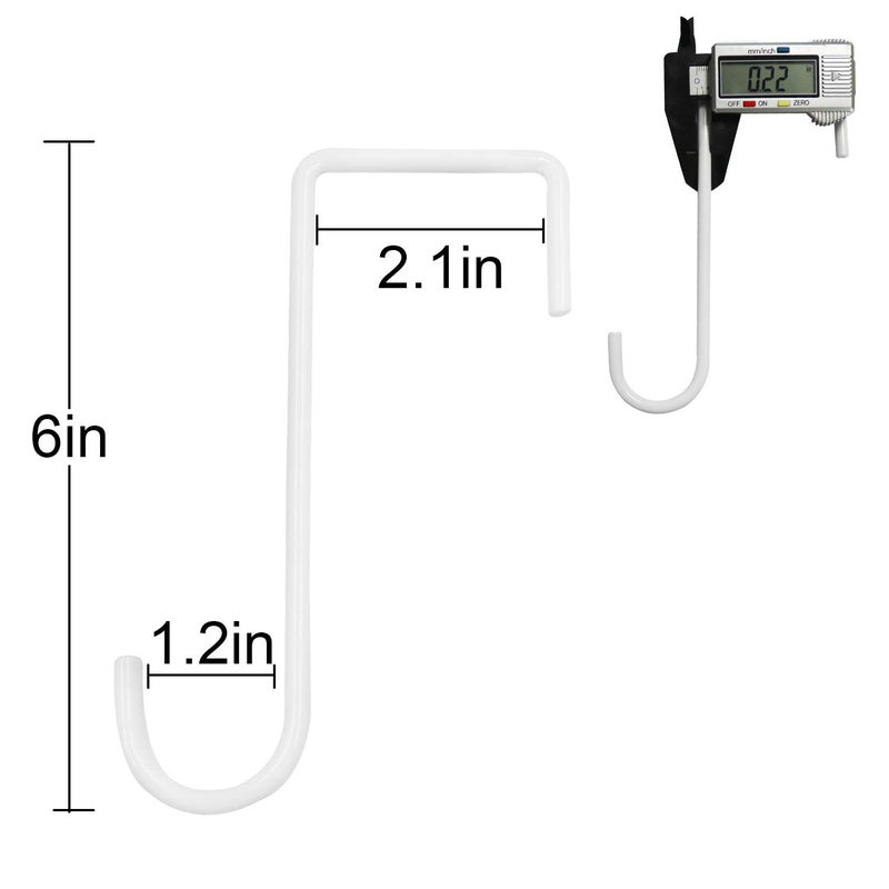 HiGift 8 Pack Vinyl Fence Hooks, 2 x 6 inch Patio Hangers White Powder Coated Steel Fence Hangers for Hanging Plants, Planters, Bird Feeders, Lights, Pool Tools - Image 2